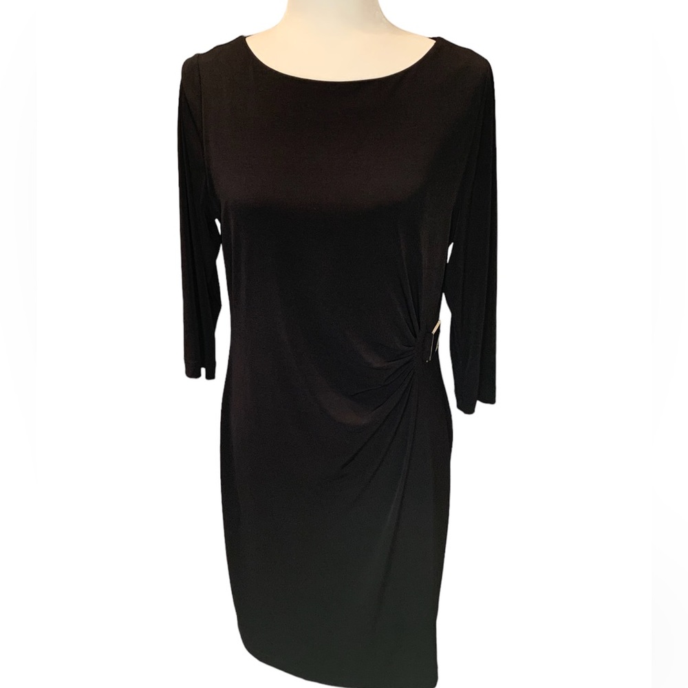 CHICO’S Black Sheath Dress with Side Buckle Detail Size 1 (Chico’s) (8)